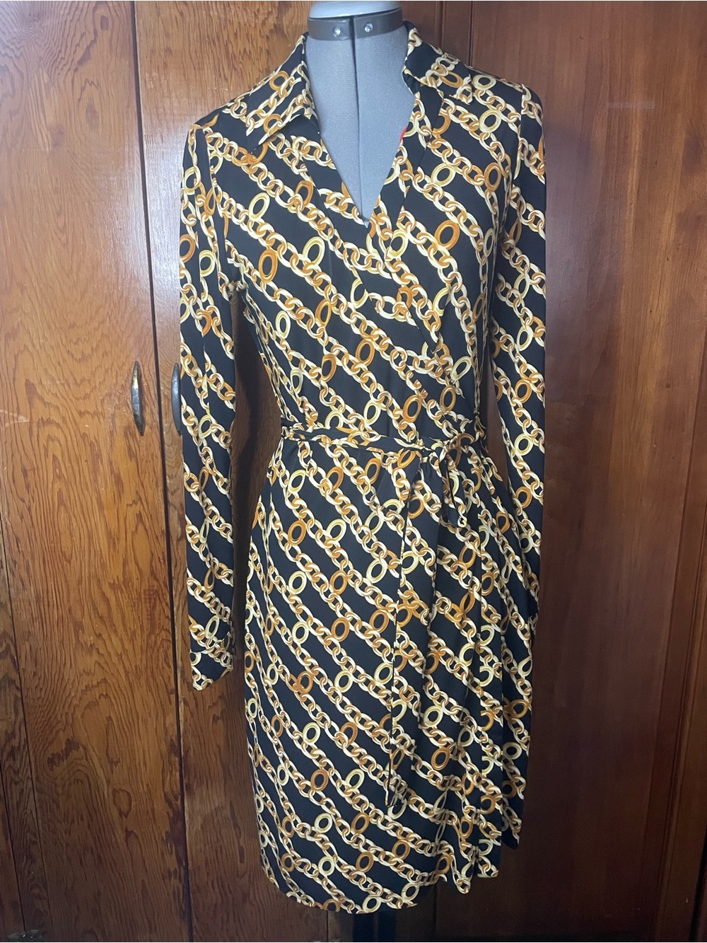 Chain Print Wrap Dress